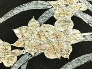 アンティーク　上代紬臈纈染金彩草花模様織出し名古屋帯